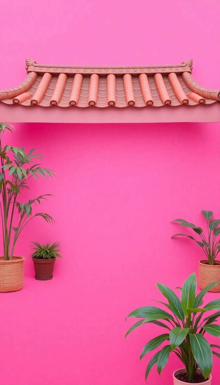 facade with pink background